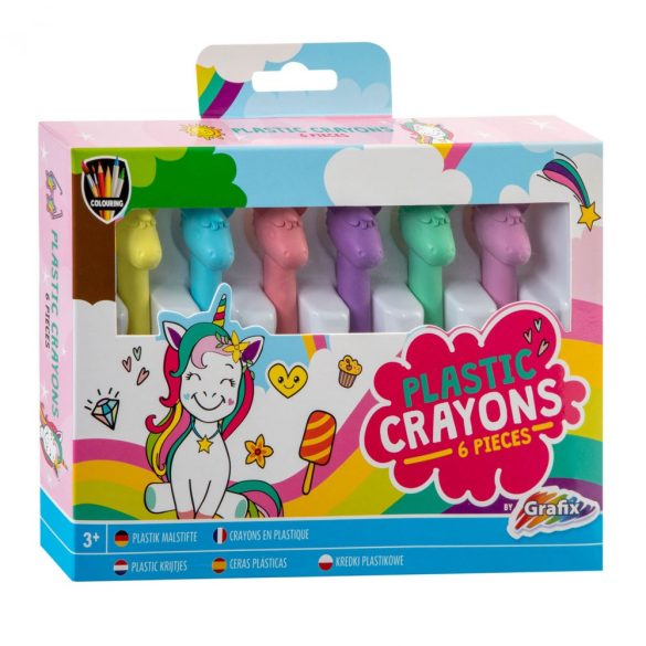 Set de 6 creioane de ceară unicorn Grafix